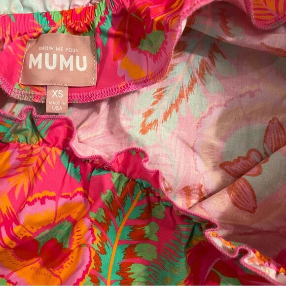 Show Me Your MuMu Pink and Green One-Shoulder Dress - Picture 5 of 6